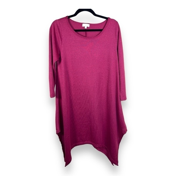 LARGE SIMPLY SOUTHERN FUCHSIA PINK PURPLE TUNIC SWEATER TOP - Picture 1 of 10